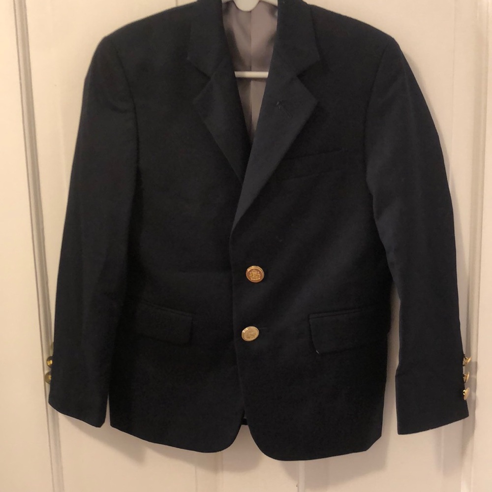 Boys navy blue blazer with gold buttons.